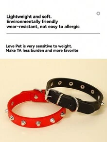 1入組寵物項圈配件，朋克風格尖頭和蘑菇鉚釘項圈，尺寸可調節，不會勒喉，配有鏈條接口，防丟失項圈，適用於小型至大型貓狗 - 淺藍色 - 查看 4