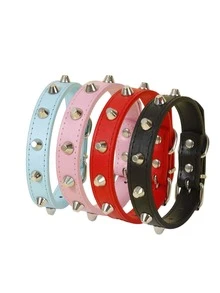 1入組寵物項圈配件，朋克風格尖頭和蘑菇鉚釘項圈，尺寸可調節，不會勒喉，配有鏈條接口，防丟失項圈，適用於小型至大型貓狗 - 淺藍色 - 查看 1