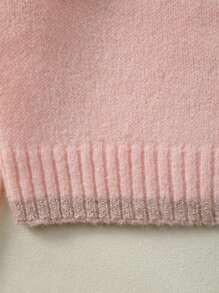 Girls' Valentine's Heart Pattern Long Sleeve Knit Pullover Sweater - Pink - View 5