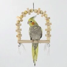 Juguete original de madera maciza en forma de anillo para columpiar pájaros, accesorio de jaula para loros, suministros de juguete para loros