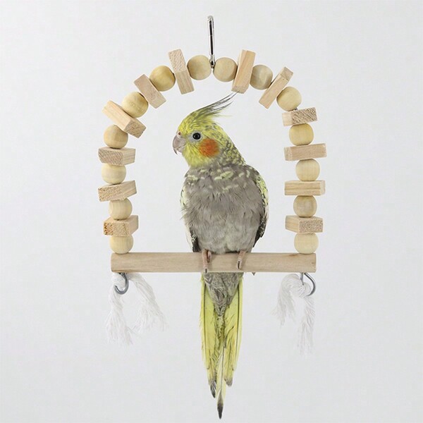 Juguete original de madera maciza en forma de anillo para columpiar pájaros, accesorio de jaula para loros, suministros de juguete para loros