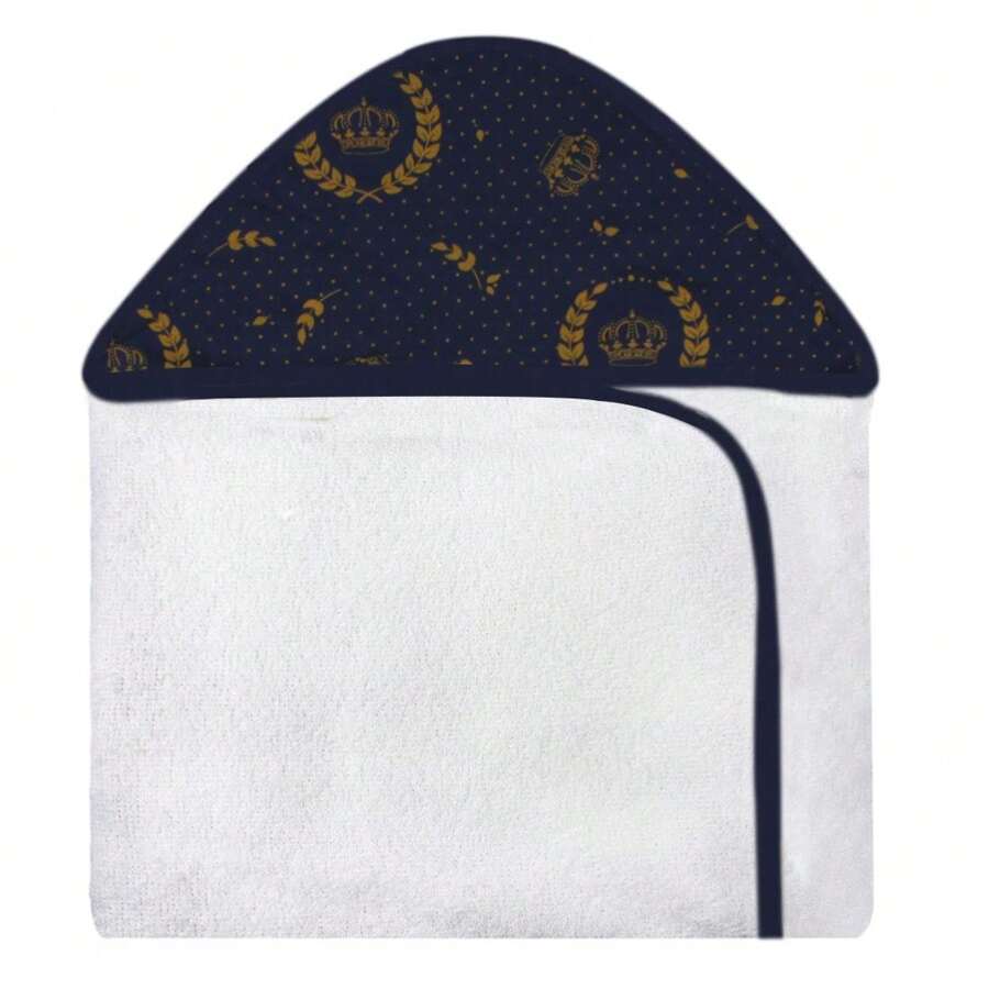 Printed Soft Double Sided Hooded Large Plush Lined Baby Bath Towel With Double Diaper Newborn - 貴族 - 查看 1