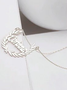 1 Wheat Ears Customizable Name Necklace Ladies Stainless Steel Jewelry Personalized Wheat Ears Shape Necklace For Gifts