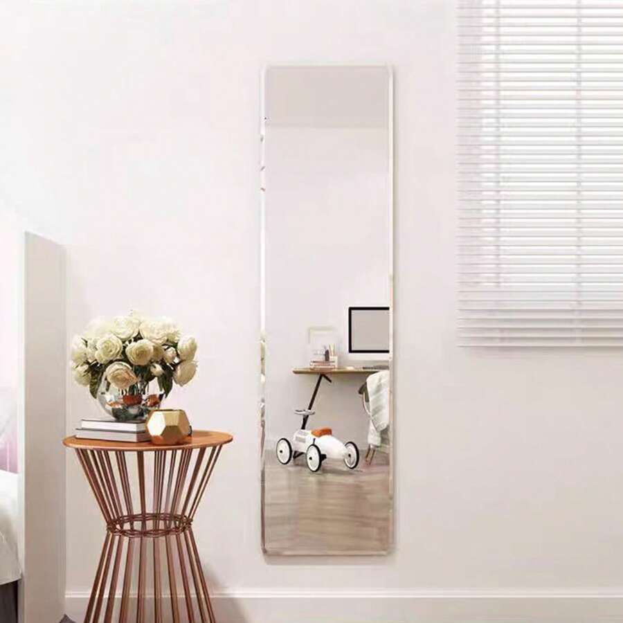 Door Mirror Full Length, 52"X 15.5" Full Body Over The Door Hanging Wall Mounted Mirror For Bedroom, Living Room, Cloakroom,Door Mirror Full Length, Full Body Over The Door Hanging Wall Mounted Mirror For Bedroom, Living Room, Cloakroom, Round White - 米色 - 查看 1
