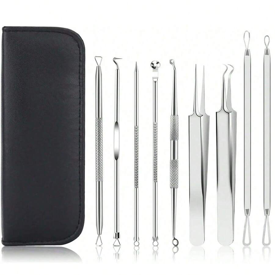 1Set Pimple Popper Tool Kit, Blackhead Remover Acne Needle Tools Set