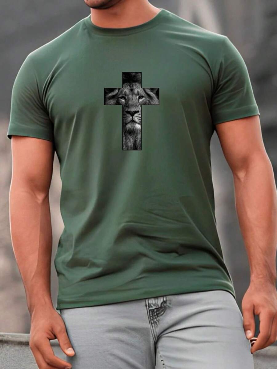 Men T-Shirts - 軍綠色 - 查看 1