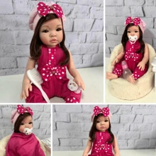 Bebê Reborn Baby Boneca Menina Cabelos Castanhos com Enxoval Completo - Pink - Visão 4