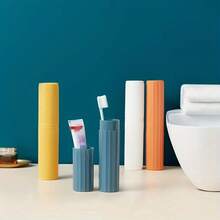 1pc Plastic Travel Toothbrush And Toothpaste Holder Set-Portable Tumbler Rinse Cup, With Storage Box, Suitable For Home And Travel Use - Multicolor - View 2