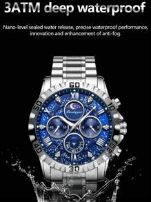 Sports Men Watch Waterproof Chronograph Men's Watches Luminous Stainless Steel Luxury Watch For Man Quartz +Box,1PC