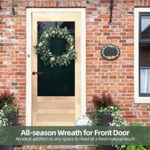 Eucalyptus Wreath Spring Summer Wreath For Front Door Green Leaves Wreath For Room Farmhouse Holiday Decor For Outdoor Indoor - 綠色1PC - 查看 2