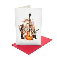 4款生日賀卡，創意有趣熱氣球貓雞鯊魚圖案賀卡，適用於家人和朋友，朋友賀卡，適用於任何場合