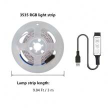Striscia luminosa LED 3535RGB con controllo a 3 tasti tramite USB, striscia luminosa a LED RGB a sette colori per interni, decorazione della camera da letto del soggiorno, luce di sfondo per feste di Natale, atmosfera luminosa a strisce a risparmio energetico 5V