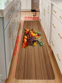1pc Beautiful Fruit Pattern Kitchen Mat, Fresh Food Motif Throw Carpet, Polyester  Entrance Pad, Durable Bathroom Rug, For Home Room Supplies Art Spring Decor Gift Shower Supplies Entryway Sofa Seat Floating Window