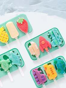 1pc Popsicle Mold, Silicone Cartoon Ice Cream/Ice Lolly/Ice Pop Maker For Homemade Cheese Ice Blocks - Multicolor - View 7