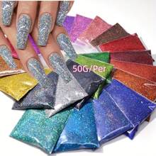50G/Per Holographic Fine Glitter Powder Nail Glitter Resin Shiny DIY Jewelry Earrings Crafts Glitter For Epoxy Resin - Multicolor - View 1
