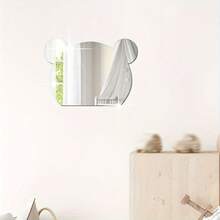 1 pieza Lindo espejo decorativo de pared de acrílico con diseño de cabeza de oso de dibujos animados - Ideal para habitaciones de niños, escritorios, salas de estar y baños - Agrega diversión y un toque infantil a tu decoración Calcomanía de vinilo, para decoración de dormitorio, artículos de decoración de habitación, para decoración de Halloween, decoración de otoño, decoraciones de aula, pegatina removible - 2mm - Ver 4