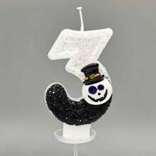 1 pieza Decoración de pastel de Halloween, velas digitales, decoración de pastel de murciélago negro fantasma de alta gama, suministros para fiesta de fotografía de atmósfera - multicolor - Ver 11