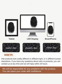 Extensión de cola de caballo corta rizada y áspera, de 14 pulgadas de longitud con cordón natural y dos clips, sintética para mujeres afro - Negro - Ver 7