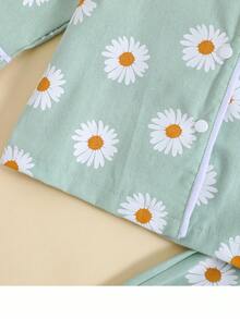 Pijama con botones para niñas pequeñas de 18 meses a 6 años - Verde - Ver 4