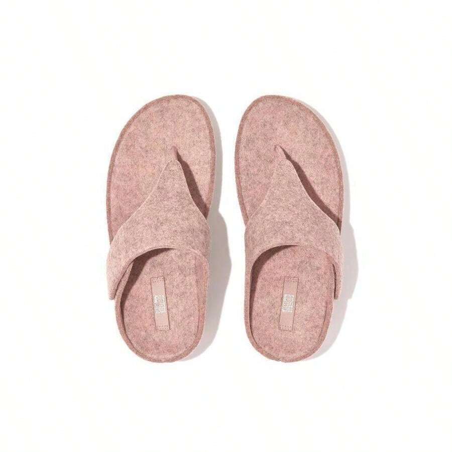 Fitflop Shuv E01 FR7-137 Toe Post Sandals Women's Beige Adjustable Felt Comfort (5) - Pink - View 1