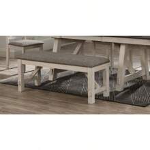 Cottage Style 1pc Upholstered Seat Chalk Gray Finish Bench Dining Room Bedroom Wooden Furniture Standard Height - 如圖 - 查看 2
