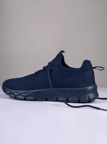 Men's Mesh Casual Shoes Lightweight And Comfortable Flat Shoes Walking Shoes Running Shoes Tennis Sneakers Ladies Shoes Unisex - Navy Blue - View 3