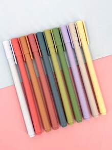 10pcs/Set Morandi Color Neutral Pen Set, Colored Water Pen, Simple And Quick-Drying Stationery For Students And Planners Back To School