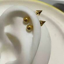 2PCS Spike Stainless Steel Helix Piercing Earrings Antenna Ear Piercing Barbell Cartilage Body Piercing - Yellow Gold - View 7