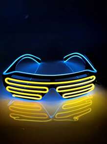 1 副无线 LED 百叶窗眼镜（带电池），荧光发光眼镜，适用于舞台表演、派对、夜总会，女士时尚眼镜，女士太阳镜，秋冬服装海滩配饰，复古 Y2k 基本款商务休闲礼品，适合夏季海滩度假、户外、旅行 - 彩色 - 查看 8