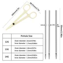 72Pcs/Sets Piercing Kit For Body Piercings With Piercing Tools For Eyebrow Nose Ear Septum Belly Button Lip Tongue Cartilage And More With 12G 13G 14G Mix Random Piercing Needles - Silver - View 7