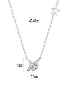 Artepollo 1 Stück 925 Sterling Silber Hypoallergene Planeten Anhänger Halskette, besetzt mit funkelndem kubischem Zirkonia, Geschenkbox Verpackung, Geschenk für Kinder, Freunde, Schulanfang