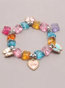 1pc Colorful Cartoon Mermaid, Butterfly, Shell Pendant Bracelet, Casual Beachy Style, Suitable For Girls, Beach Vacation (Actual Item May Have Minor Differences From The Picture, Please Refer To The Actual Product)