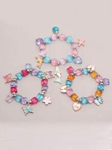 1pc Colorful Cartoon Mermaid, Butterfly, Shell Pendant Bracelet, Casual Beachy Style, Suitable For Girls, Beach Vacation (Actual Item May Have Minor Differences From The Picture, Please Refer To The Actual Product)