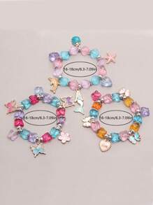 1pc Colorful Cartoon Mermaid, Butterfly, Shell Pendant Bracelet, Casual Beachy Style, Suitable For Girls, Beach Vacation (Actual Item May Have Minor Differences From The Picture, Please Refer To The Actual Product)