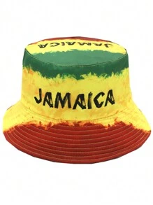 Jamaican Art Style Lightweight Reversible Bucket Hat, Unisex Outdoor Holiday Leisure Sunshade Bucket Hat, Ideal Gift