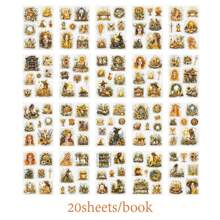 20Pcs/Book Sticker Book, Magic Manual Series, Exquisite Fantasy Magic Theme And Flower Stickers, Die-Cut And Easy To Tear, Scrapbook Supplies, Decorative Notebook Photo Frame Phone Case Water Cup Garbage Magazine DIY Back To School - Multicolor - View 10