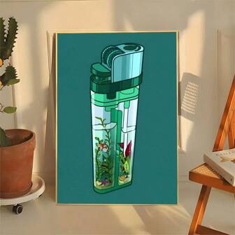 1入組抽象打火機帆布海報，帆布藝術，復古海報，創意打火機海報，適用於客廳臥室辦公室牆壁裝飾，不含相框