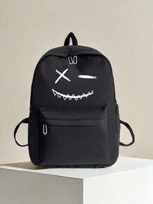 1 pieza Mochila escolar de gran capacidad, de moda para volver al colegio, mochila multifuncional con mochila de cintura, bolso de combinación, unicolor, de nailon, ajustable, con múltiples bolsillos, mochila para libros, ligera y portátil, con cremallera, perfecta para graduados, adolescentes, viajes al aire libre, escuela secundaria y universidad. Estampado aleatorio, estilo gótico punk steampunk y fantasma de Halloween para adolescentes, estudiantes universitarios y chicas de fiesta. - bolso escolar impreso - Ver 12