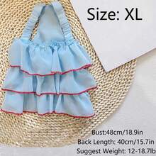 1入組撞色滾邊寵物連衣裙適用於狗狗和貓適合夏天 - 藍色 - 查看 6