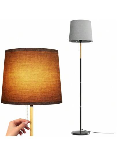 Vloer Lamp Linen Lampshade, E27 Base, Max. 60W, Living Room Lamp, Fabric Shade 170cm Height Room, Bedroom, Study, Office, out Bulb