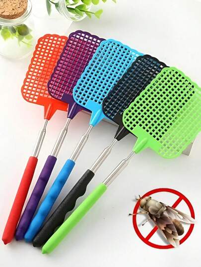 1pc Creative Retractable Plastic Fly Swatter, Summer Mosquito Swatter, Household Fly Killing Tool, Summer Essential, Beach Supplies, Travel Accessory, Gardening Tool