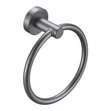 Towel Ring Gun Grey, Bath Hand Towel Ring Thicken Space Aluminum Round Towel Holder For Bathroom - 灰色 - 查看 4