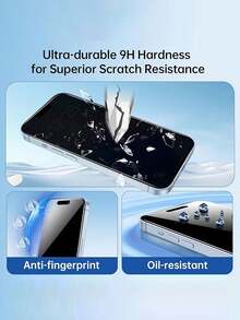 [5 In 1] 2 Pcs Privacy Tempered Glass + 1 Pc Back Tempered Glass + 2 Pcs Camera Lens Protector Compatible With IPhone 11 12 13 14 15 Plus Pro Max - Clear - View 5