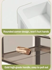 1 件桌面收纳盒多层化妆品展示架办公桌收纳架防尘首饰架书架笔架适用于家庭办公室学校学生宿舍学习小物品收纳家用收纳工具