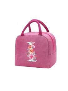 1个字母印花保温午餐包，保温午餐袋，手提包，午餐盒，冰袋，野餐食品袋，帆布轻便便携午餐收纳袋，学校办公室野餐午餐手提包，适合携带上学和上班，生日礼物，纪念礼物。这是一款新颖设计的大容量便携休闲保温午餐包，是女性理想的手提包/午餐盒/学习用品配件。 - 玫紅色 - 查看 23