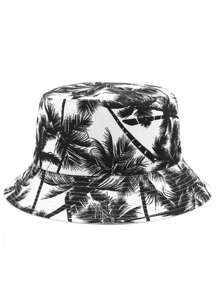 1 Peça Chapéu Balde com Árvore de Coco, Chapéu de Sol de Praia Estético, Boné de Beisebol para Homens e Adolescentes, Reversível de Uso Duplo, Chapéu Balde Estampado com Palmeira Boho para Homens, Chapéu Balde Dobrável para Homens, Chapéu de Praia de Verão