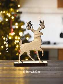 1入組定制木製麋鹿字飾物，定制聖誕個性化馴鹿裝飾，掛飾鹿角姓名牌，聖誕信件裝飾，桌面裝飾，聖誕麋鹿，DIY木製裝飾，聖誕派對場景裝飾，聖誕禮物，房間裝飾藝術和手工藝品，完美的親朋好友聖誕禮物 - 米色 - 查看 2