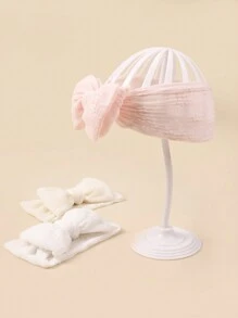 3 Stück Baby Mädchen süße weiche Jacquard Mesh Spitze Doppelschleife Stirnbänder, Boho Stil, geeignet für alle Jahreszeiten - Verschiedenfarbig - Übersicht 5