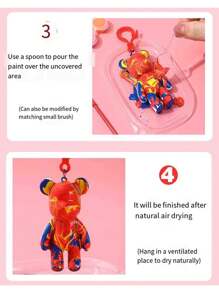 Fluid Bear Keychain, White Board With Doodle Paint Material Kit, Creative DIY Toy - Multicolor - View 7