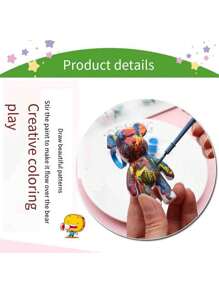Fluid Bear Keychain, White Board With Doodle Paint Material Kit, Creative DIY Toy - Multicolor - View 4